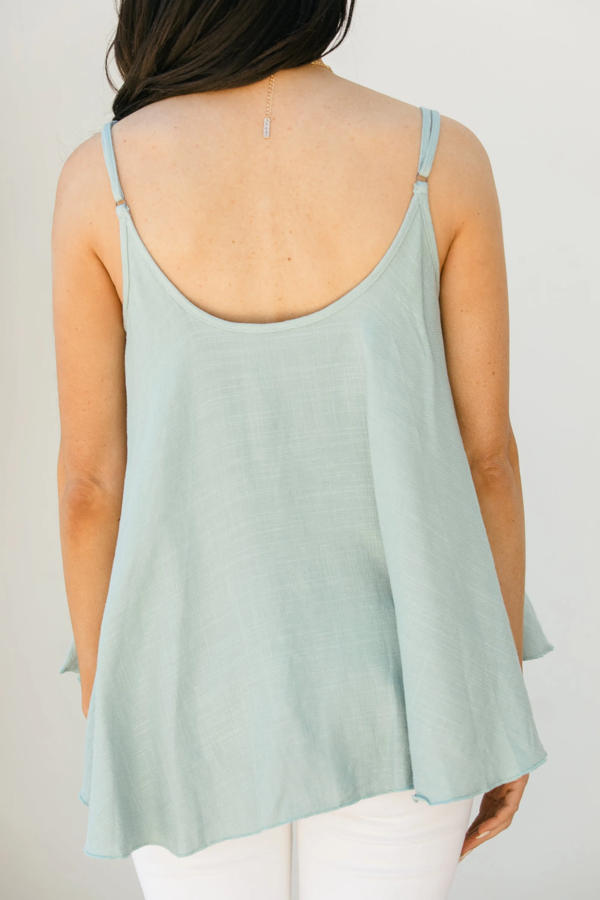 Always In Love Dusty Mint Green Linen Tank