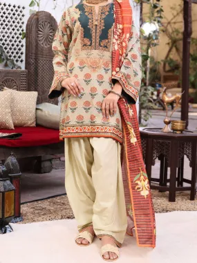 Beige Lawn 3 Piece Stitched - ALP-3PS-1080/S