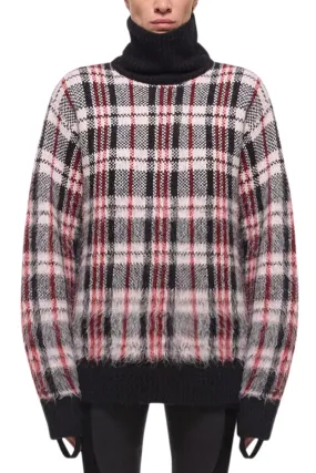 Brushed Plaid Turtleneck Sweater