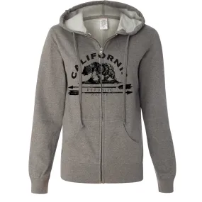 California Arrow Bear Ladies Lightweight Fitted Zip-Up Hoodie