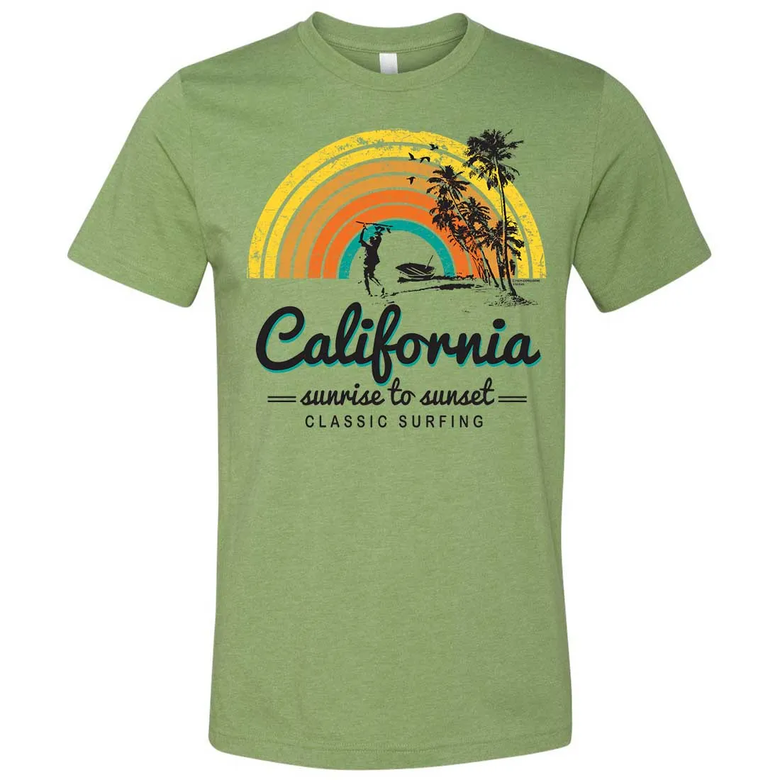 California Classic Sunrise Surfing Asst Colors Mens Lightweight Fitted T-Shirt/tee