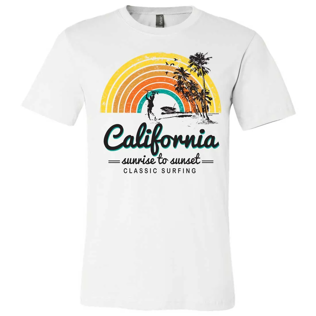 California Classic Sunrise Surfing Asst Colors Mens Lightweight Fitted T-Shirt/tee