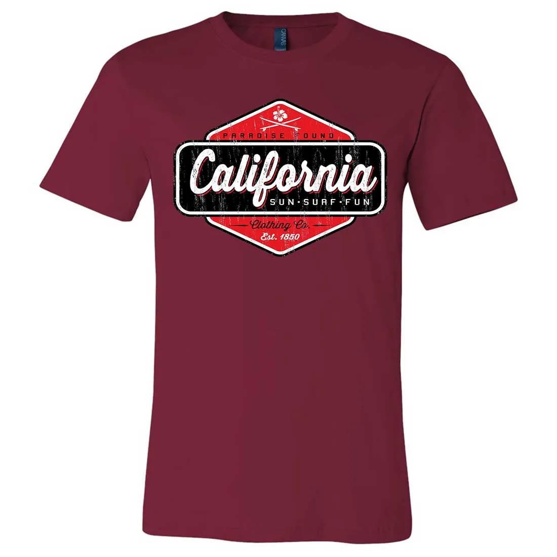 California Paradise Found Asst Colors Mens Fitted Tee