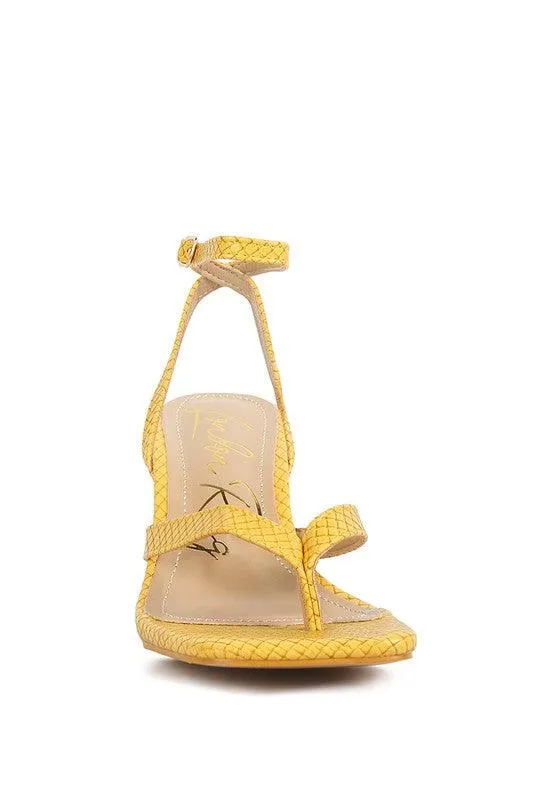 Celty Ankle Strap Spool Heel Thong Sandals