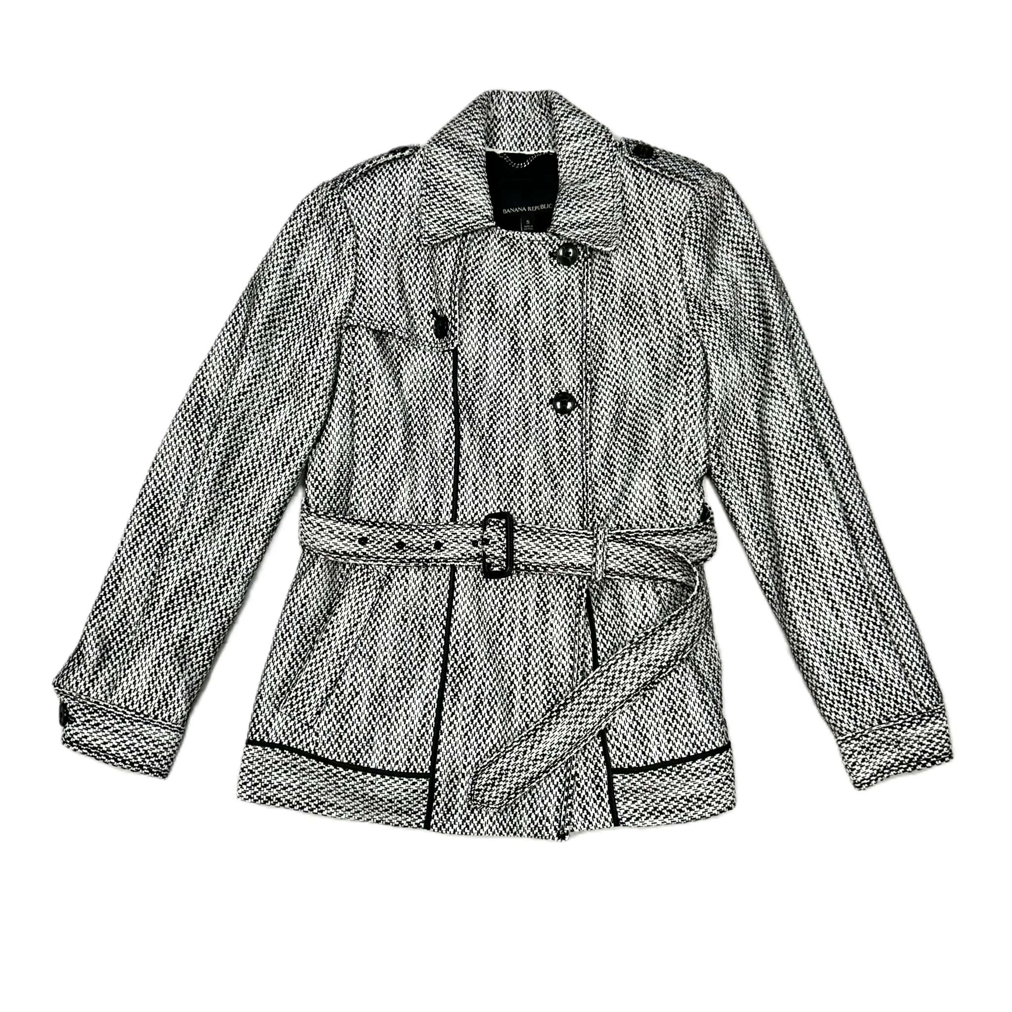 Coat Peacoat By Banana Republic In Black & White, Size: S