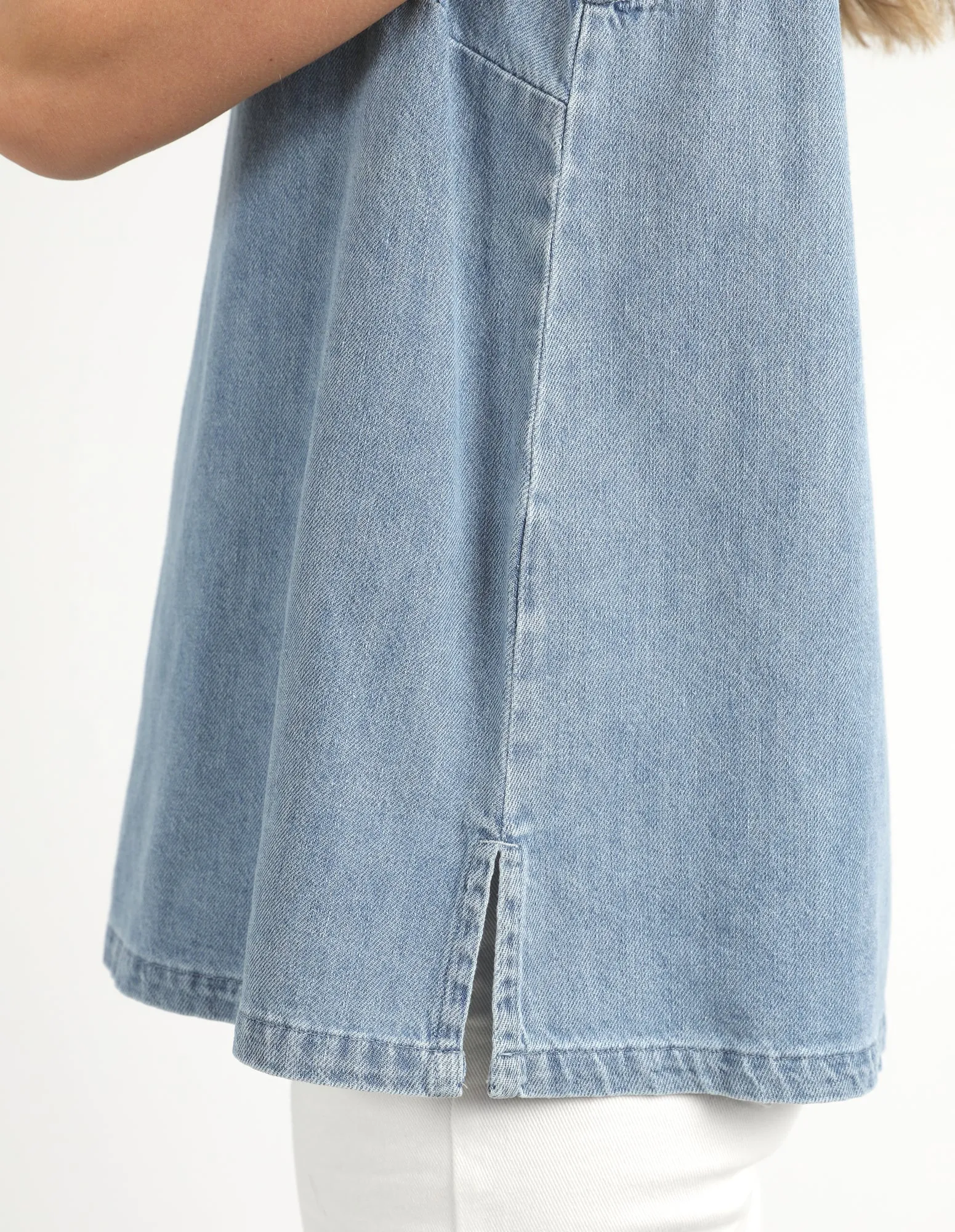 Curtis Chambray Tank Blue Wash