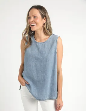 Curtis Chambray Tank Blue Wash