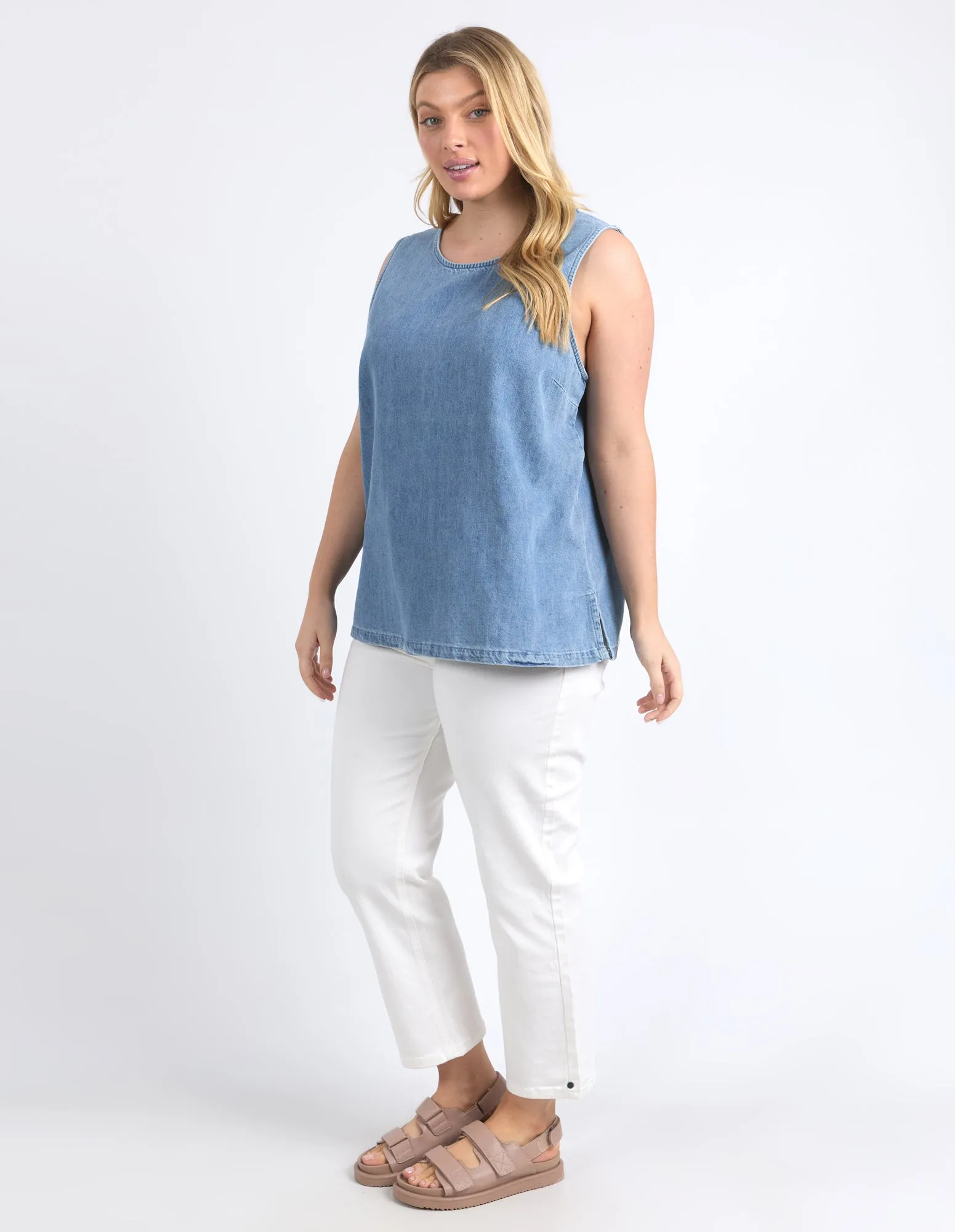 Curtis Chambray Tank Blue Wash