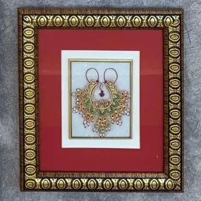 Handcrafted Jewelry Painting -  Gold Leaf Meenakari Marble Art - Wall Hanging, Wall Decor