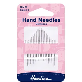 Hemline Hand Sewing Needles: Betweens/Quilting: Size 3-9: 16 Pieces