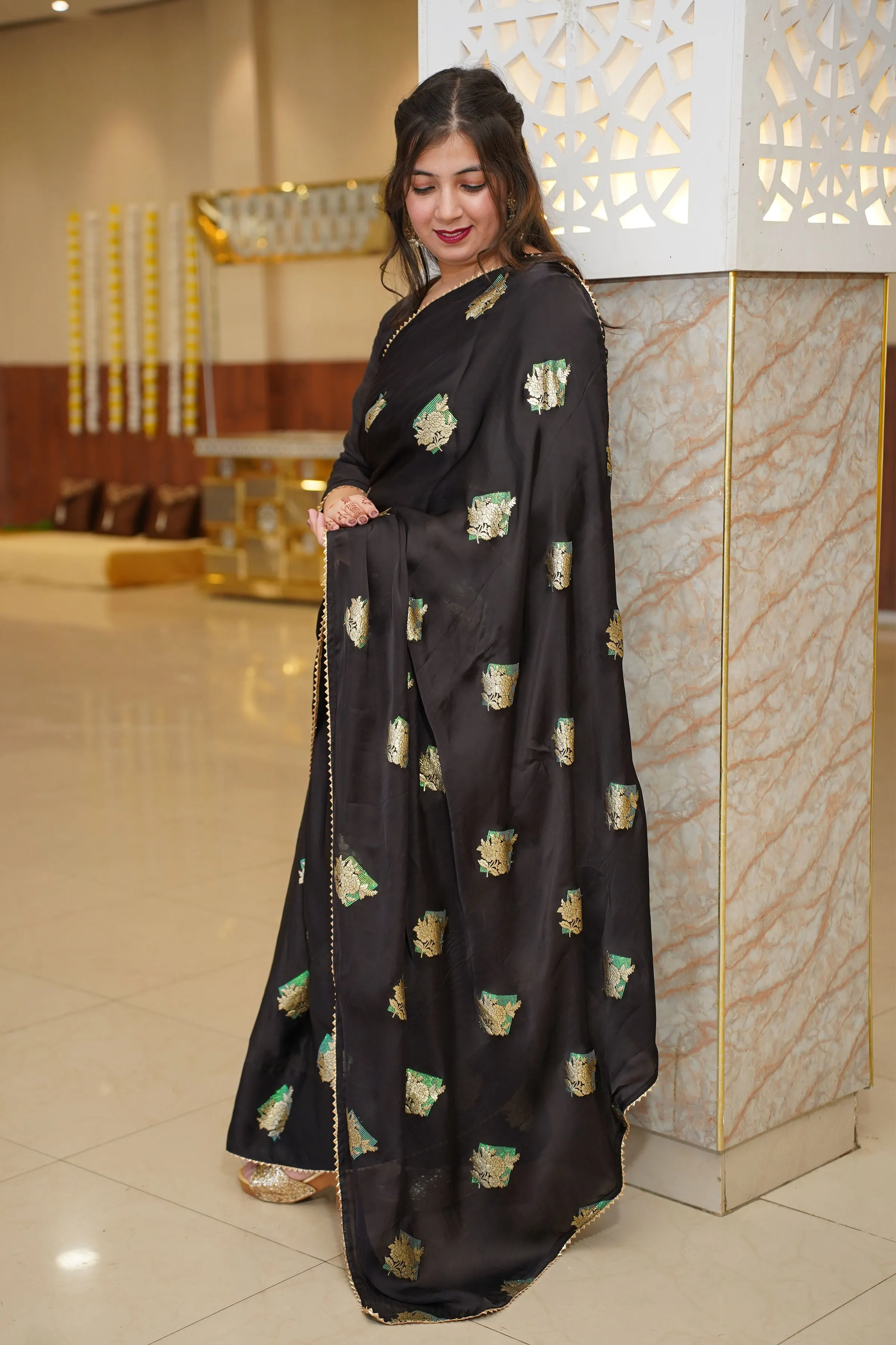 Kamakshi Pre-Draped Jacquard Silk Saree