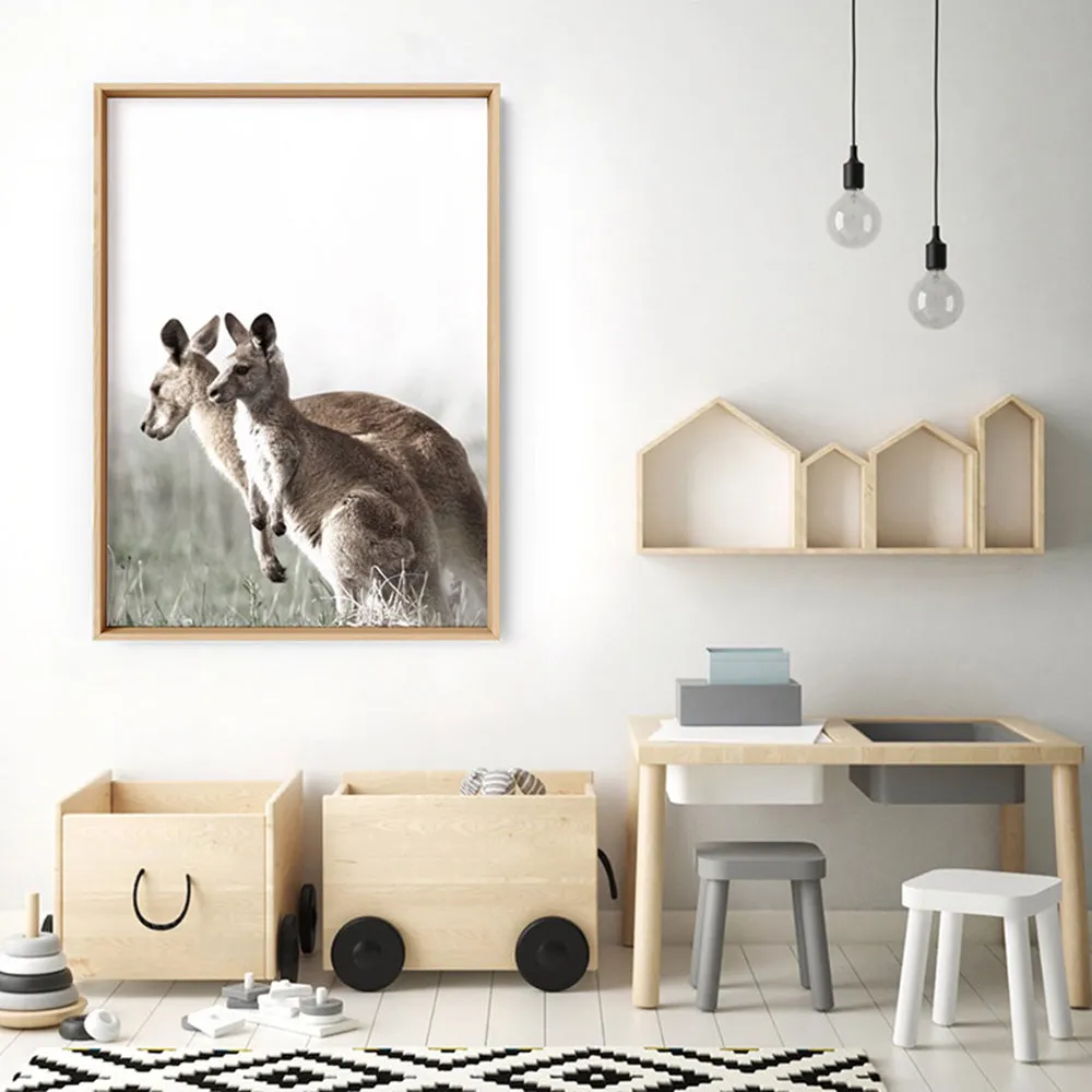 Kangaroo Mother and Baby Joey - Art Print