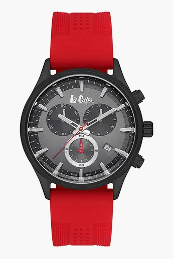 Lee Cooper Men's Red Chronograph Silicone Strap Watch - LC07206.668