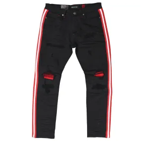 M1769 Makobi Cameo Denim Jeans - Black/Red