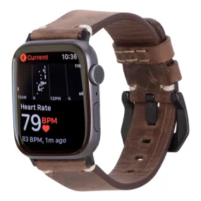 Modern Newport Band for Apple Watch 44mm / 45mm, Distressed Coffee, Black Hardware