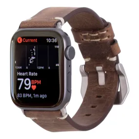 Modern Newport Band for Apple Watch 44mm / 45mm, Distressed Coffee, Silver Hardware