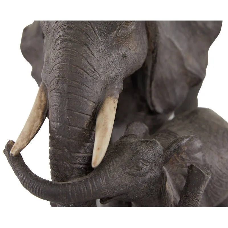 Nada Mother and Baby Polystone Brown Elephant Figurine