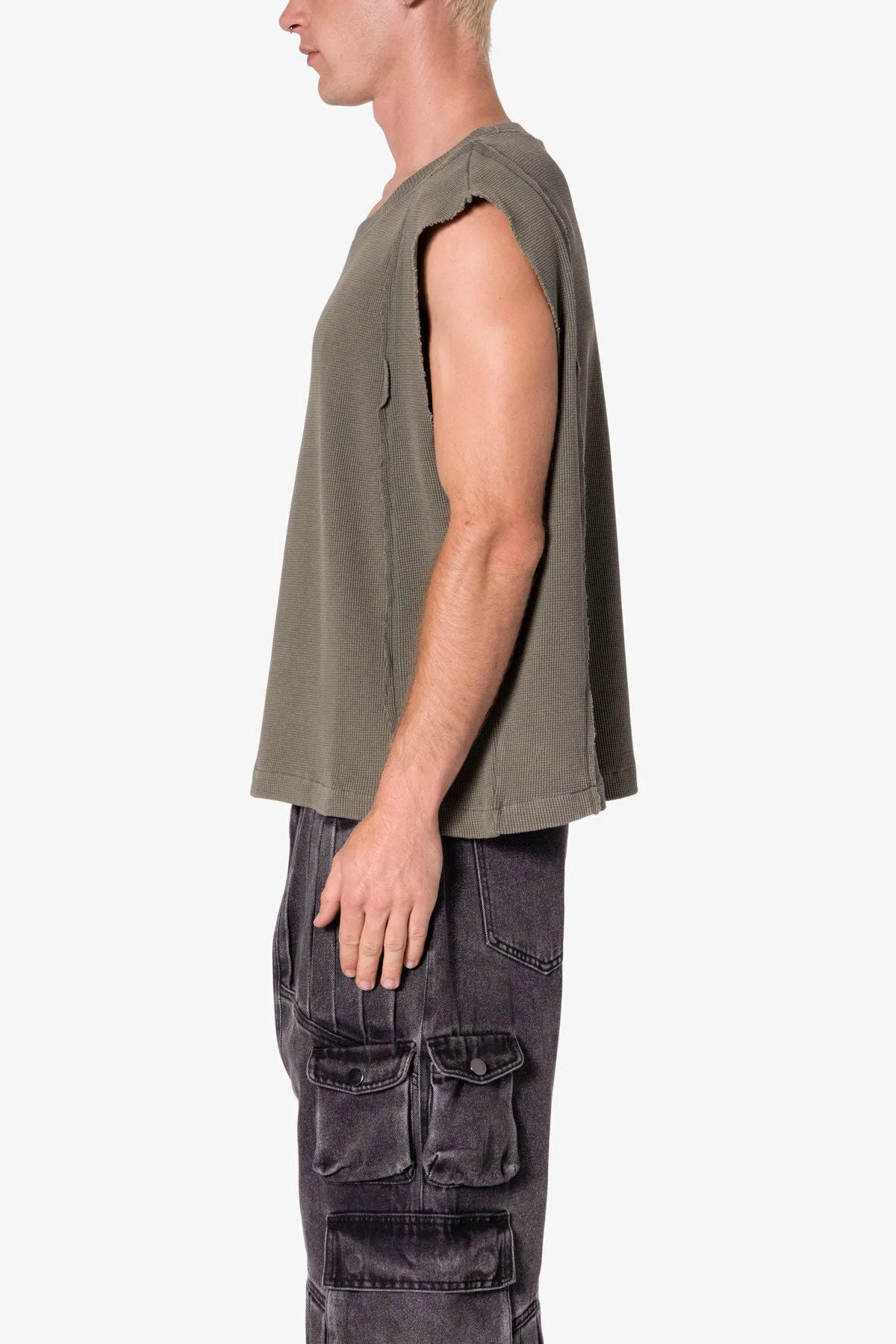 Paneled Knit Tank - Vintage Olive