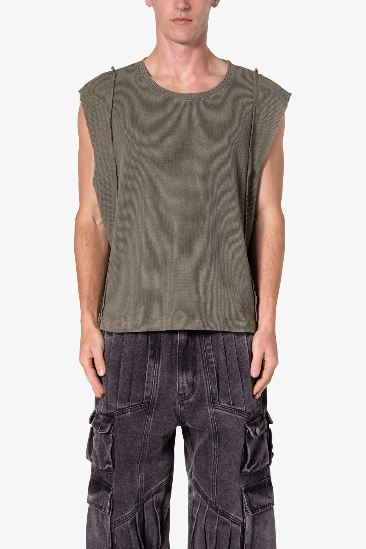 Paneled Knit Tank - Vintage Olive