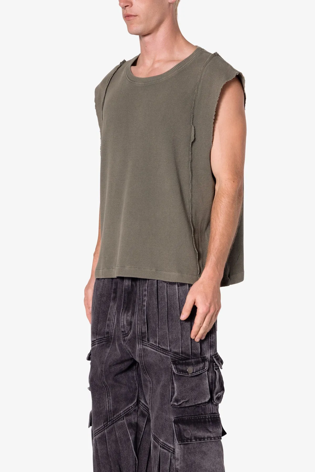 Paneled Knit Tank - Vintage Olive