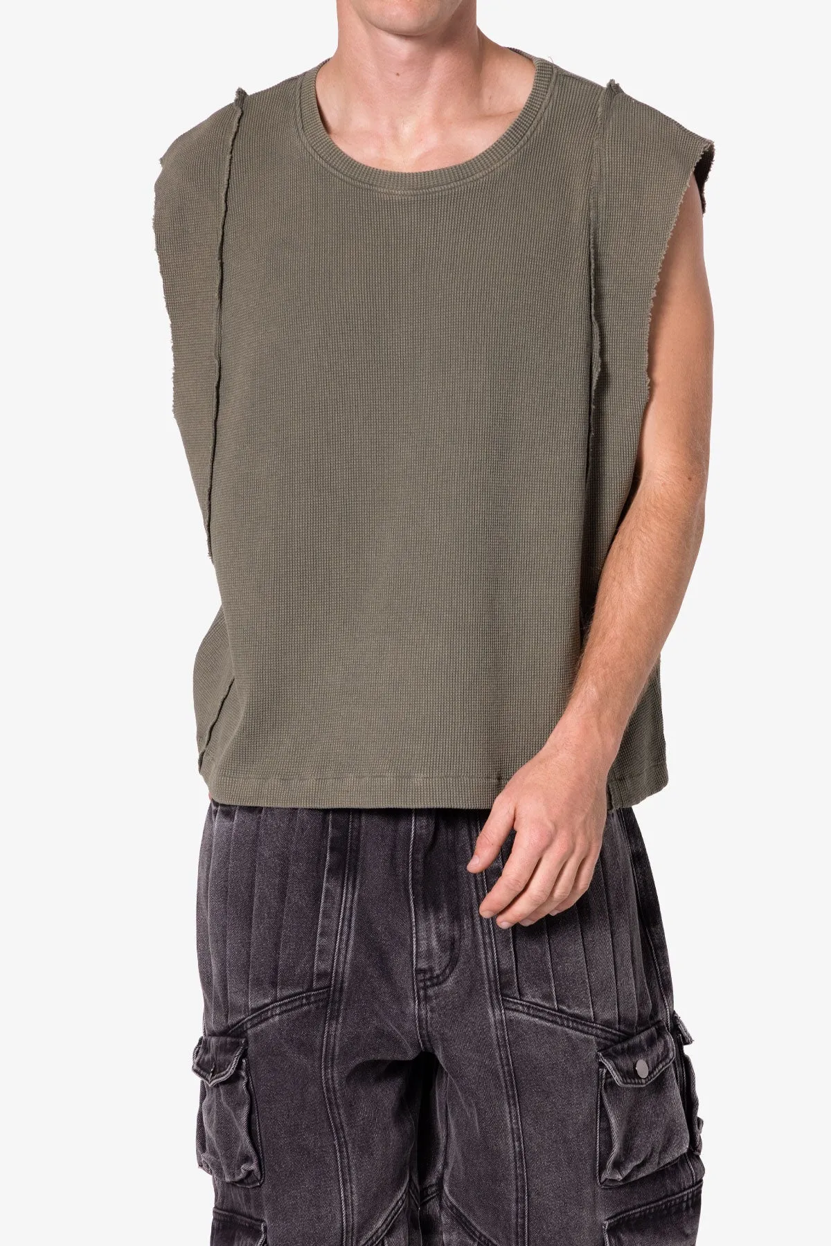 Paneled Knit Tank - Vintage Olive