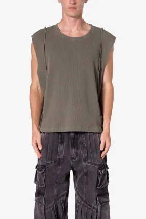 Paneled Knit Tank - Vintage Olive