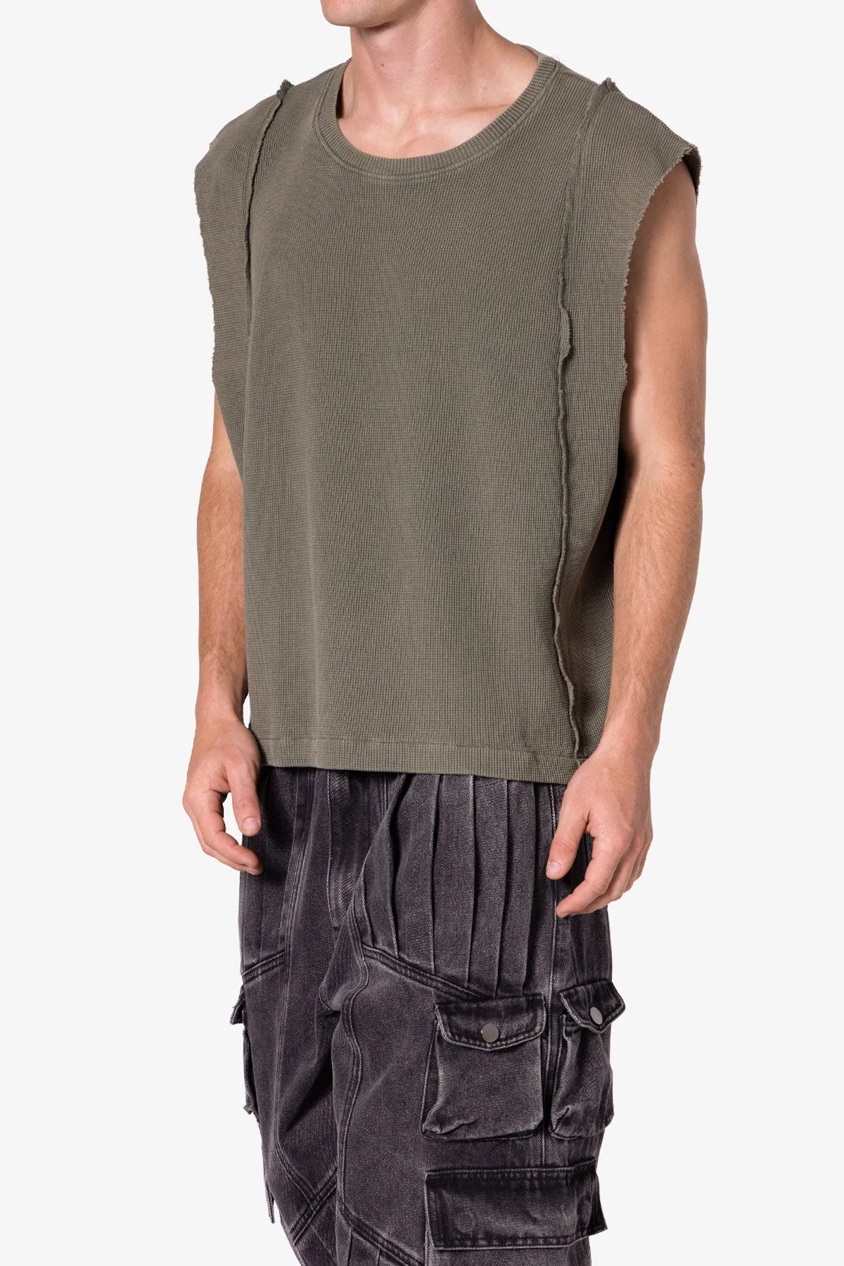 Paneled Knit Tank - Vintage Olive