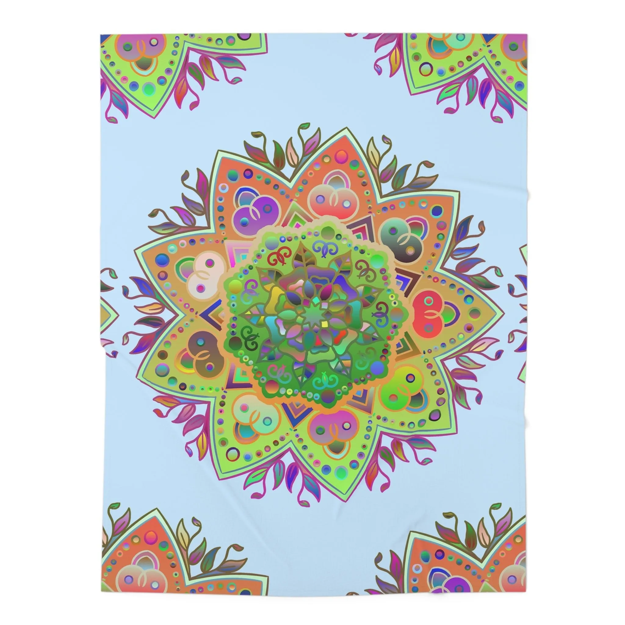 Soft Jersey Polyester Light Blue Mandala Art Blanket