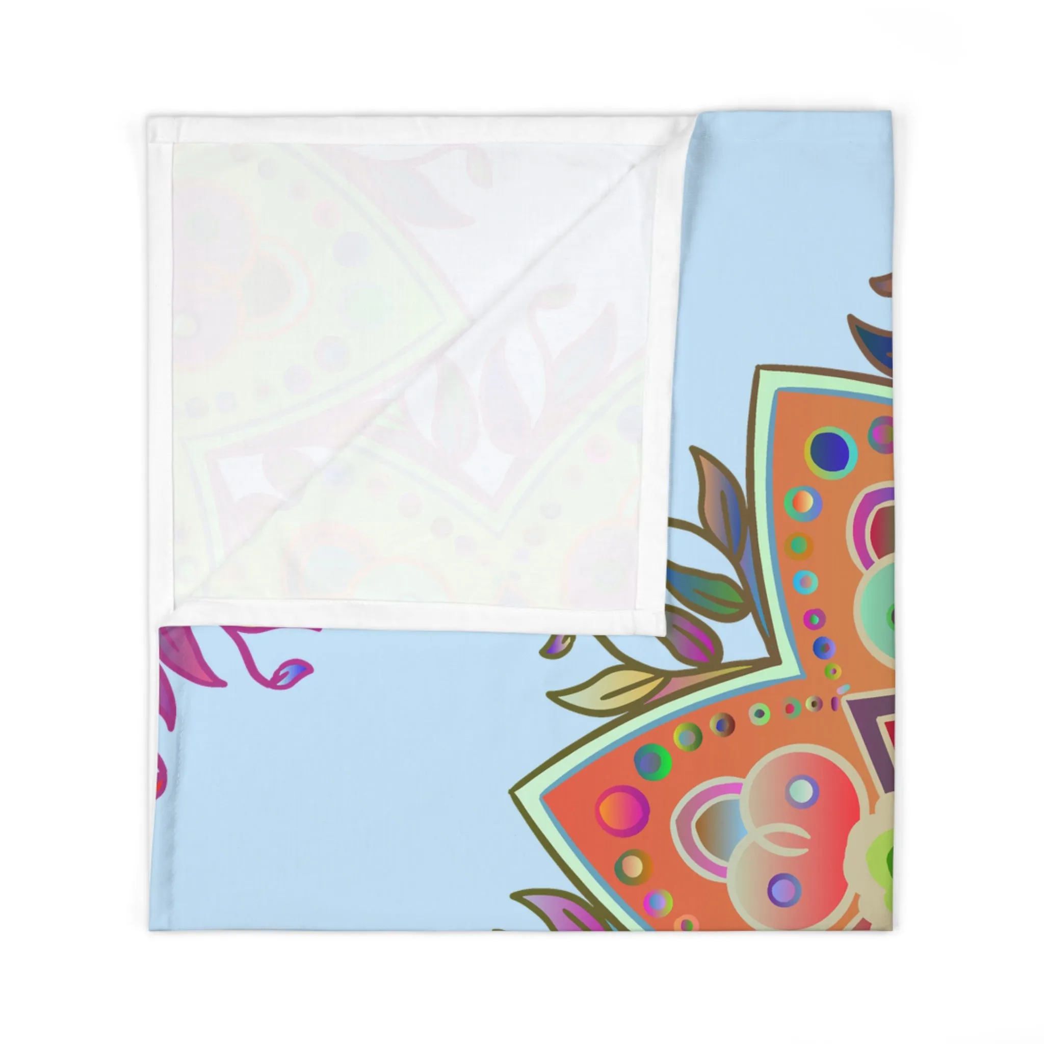 Soft Jersey Polyester Light Blue Mandala Art Blanket