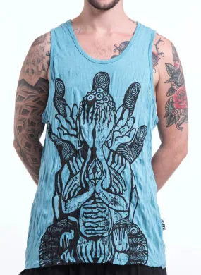 Sure Design Men's See No Evil Buddha Tank Top Turquoise