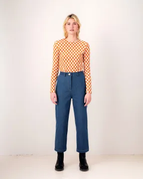 TIME OUT checkered top- M with reverse fabric