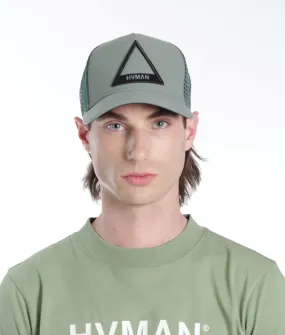 TRIANGE LOGO MESH TRUCKER CAP IN ASPEN