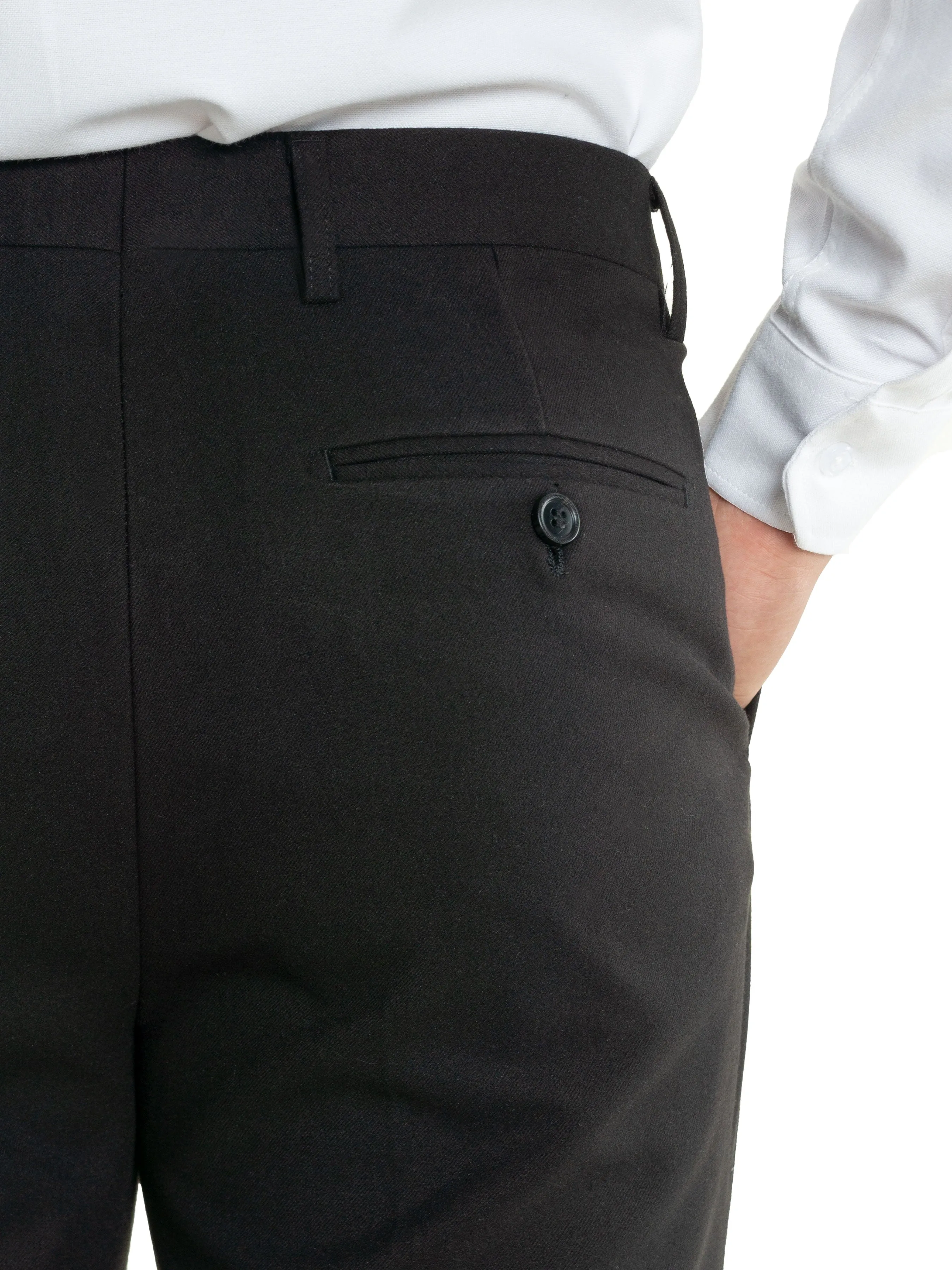 Trousers With Belt Loop -  Black Charcoal Plain (Stretchable)