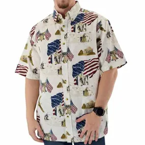 USA Rushmore Woven 100% Cotton Patriotic Polo Shirt